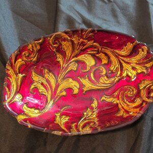 Vintage/Antique 1900's GOOFUS GLASS Decorative Oval Candy/Other Dish
